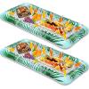 Sloosh 2-Pack Inflatable Serving Bars Cooler – Leaf Pattern Inflatable Cooler Ice Buffet Salad Serving Trays with Drain Plug, Food Drink Cooler for Indoor Outdoor Summer Picnic Pool Beach Luau Party