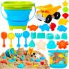 Sloosh Beach Sand Toys Set – Dump Truck Car Toy with Sand Molds for Toddlers Outdoor Play, Collapsible Foldable Buckets Mesh Bag Shovels Castle Animal Mold Sets, Kids Ages Sandbox Toys (Animals)(Animals)