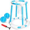 Sloosh Pool Basketball Hoop Toys, Floating Basketball Pool Game, Swimming Floats Toys with Balls Pump, Summer Outdoor Water Play Toy for Kids and Adults (Red Blue)(Blue)