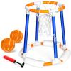 Sloosh Pool Basketball Hoop Toys, Floating Basketball Pool Game, Swimming Floats Toys with Balls Pump, Summer Outdoor Water Play Toy for Kids and Adults (Red Blue)(Blue Orange)