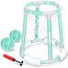 Sloosh Pool Basketball Hoop Toys, Floating Basketball Pool Game, Swimming Floats Toys with Balls Pump, Summer Outdoor Water Play Toy for Kids and Adults (Red Blue)(Green)