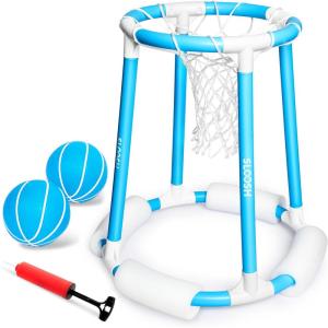 Sloosh Pool Basketball Hoop Toys, Floating Basketball Pool Game, Swimming Floats Toys with Balls Pump, Summer Outdoor Water Play Toy for Kids and Adults (Red Blue)(Blue)