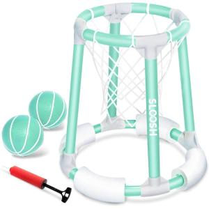 Sloosh Pool Basketball Hoop Toys, Floating Basketball Pool Game, Swimming Floats Toys with Balls Pump, Summer Outdoor Water Play Toy for Kids and Adults (Red Blue)(Green)
