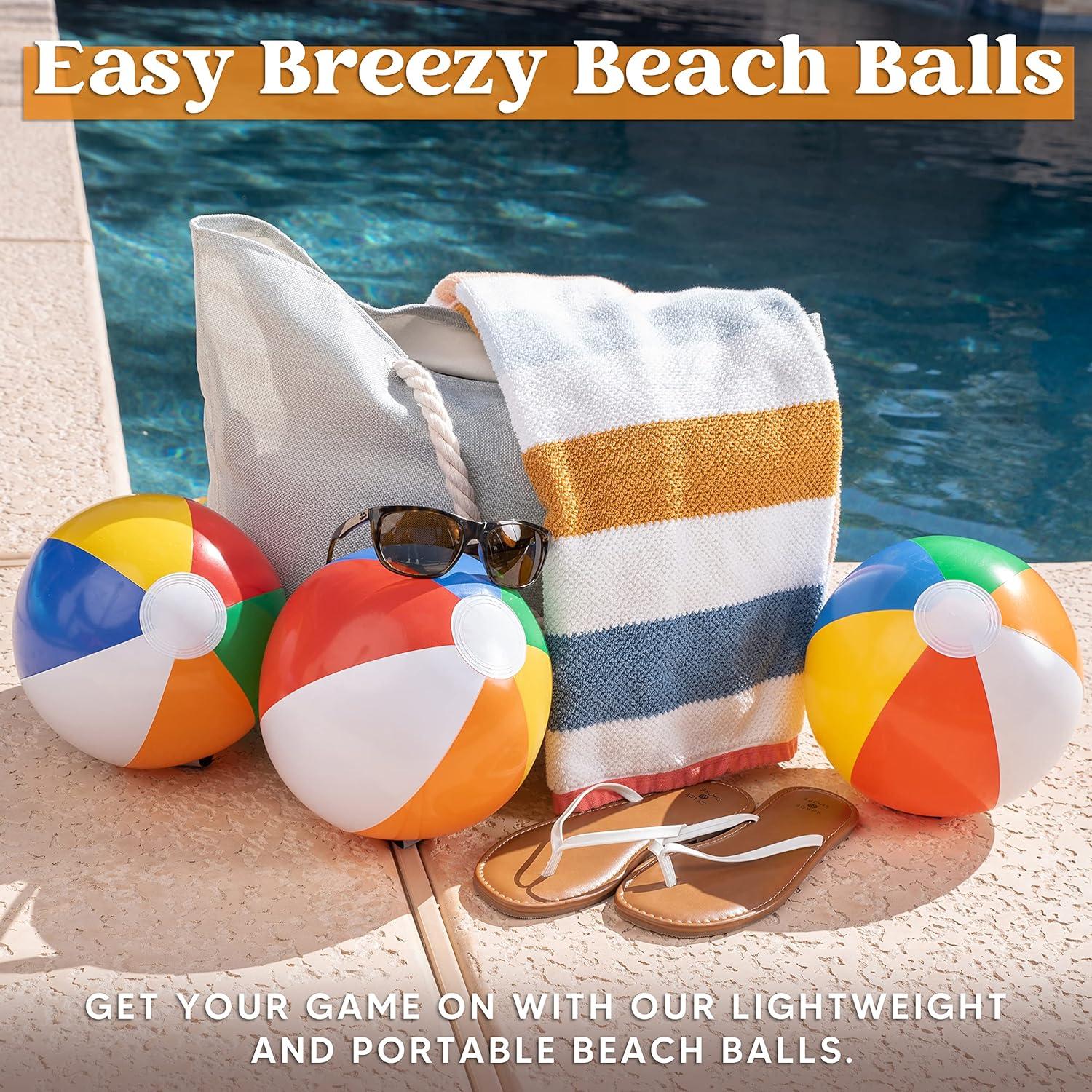 imageJOYIN Rainbow Beach Balls18 Pack Inflatable Swimming Pool Toys for Summer Water Games Kids Birthday Party Supplies Combo Set Include Inflatable Beach Balls in 20 6 16 6 and 12 6