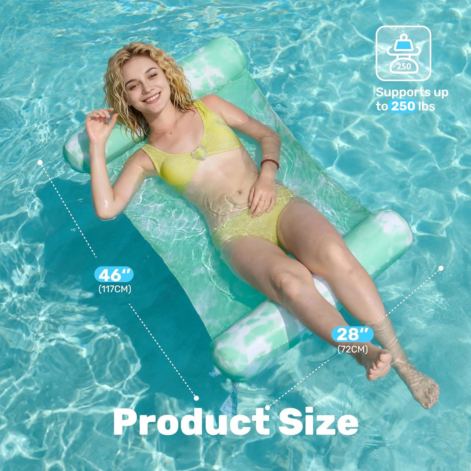 imageSloosh 3 Pack 4in1 Inflatable Pool Floats Water Hammock Lounges MultiPurpose Swimming Pool Accessories Saddle Lounge Chair Drifter for Pool Lake Outdoor BeachGreenBlueOrange