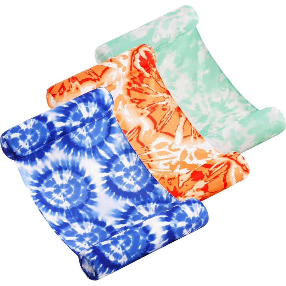 imageSloosh 3 Pack 4in1 Inflatable Pool Floats  Water Hammock Lounges MultiPurpose Swimming Pool Accessories Saddle Lounge Chair Drifter for Pool Lake Outdoor BeachGreenBlueOrange