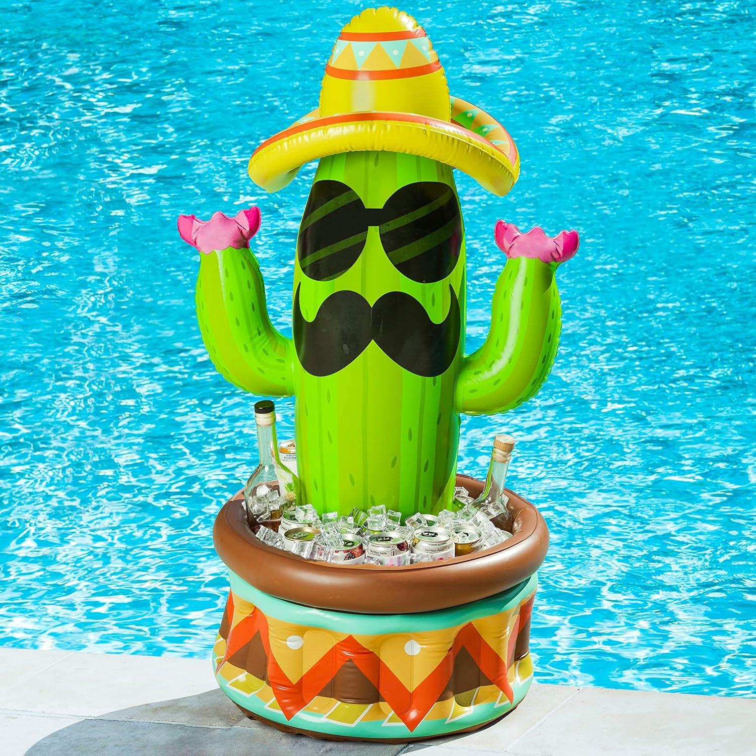 imageJOYIN 43 Inflatable Cactus Cooler with Sombrero Hat for Fiesta Cinco de Mayo Party Supplies Inflatable Party Cooler Pool Party Decoration