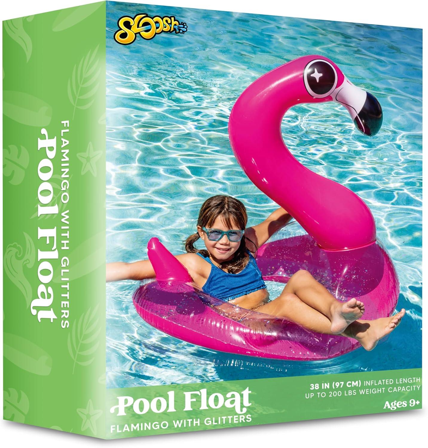 imageJOYIN Inflatable Flamingo Pool Floats Flamingo Pool Tube Swim Ring Floaties with Glitter for Adults Kids Floating Fun Beach Lake Floaty Raft Summer Swimming Pool Toys Party Decorations