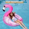 JOYIN Inflatable Flamingo Pool Floats – Flamingo Pool Tube Swim Ring Floaties with Glitter for Adults Kids Floating, Fun Beach Lake Floaty Raft, Summer Swimming Pool Toys Party Decorations