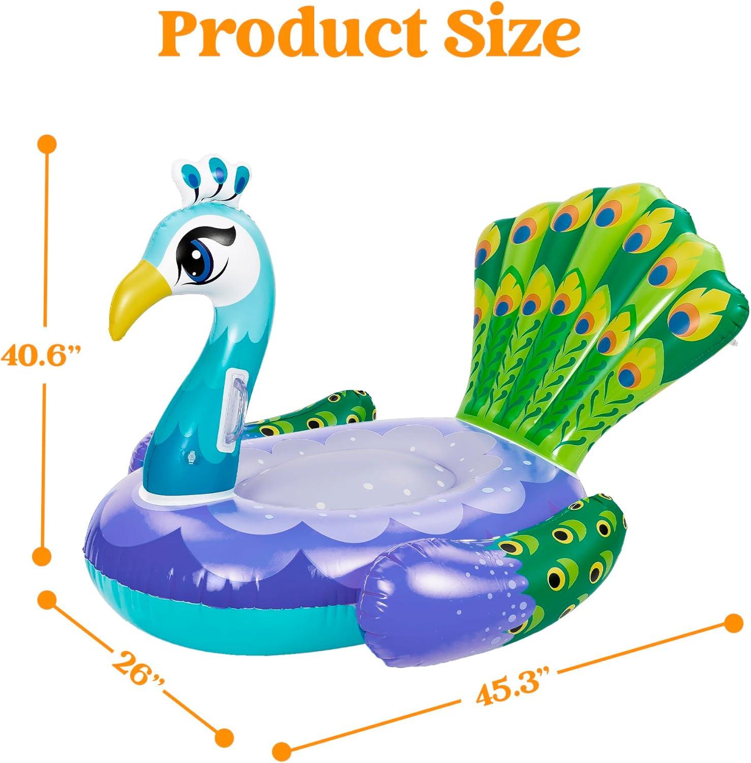 imageSloosh 2Pack Inflatable Dinosaur amp Peacock Pool Floats Set Fun Beach Floaties for Swim Party Decorations Toys Inflatable Island Summer Pool Raft Lounge Ride On for Adults Kids