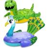 Sloosh 2-Pack Inflatable Dinosaur & Peacock Pool Floats Set, Fun Beach Floaties for Swim Party Decorations Toys, Inflatable Island, Summer Pool Raft Lounge Ride On for Adults Kids