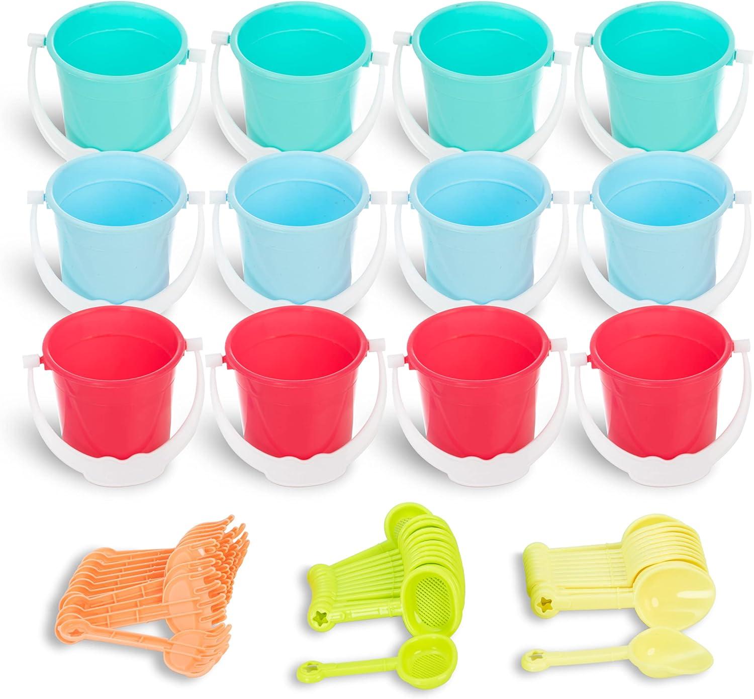 image12pcs Beach Sand Bucket and Shovel Toys Party Favors 3in