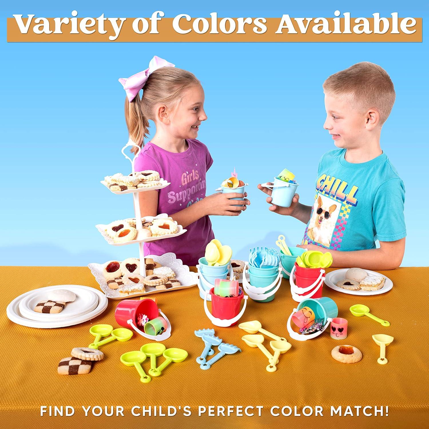 image12pcs Beach Sand Bucket and Shovel Toys Party Favors 3in