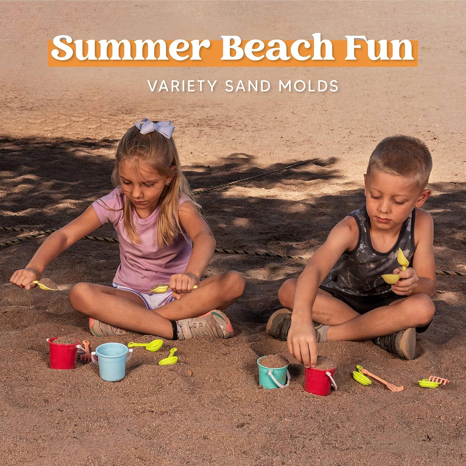 image12pcs Beach Sand Bucket and Shovel Toys Party Favors 3in