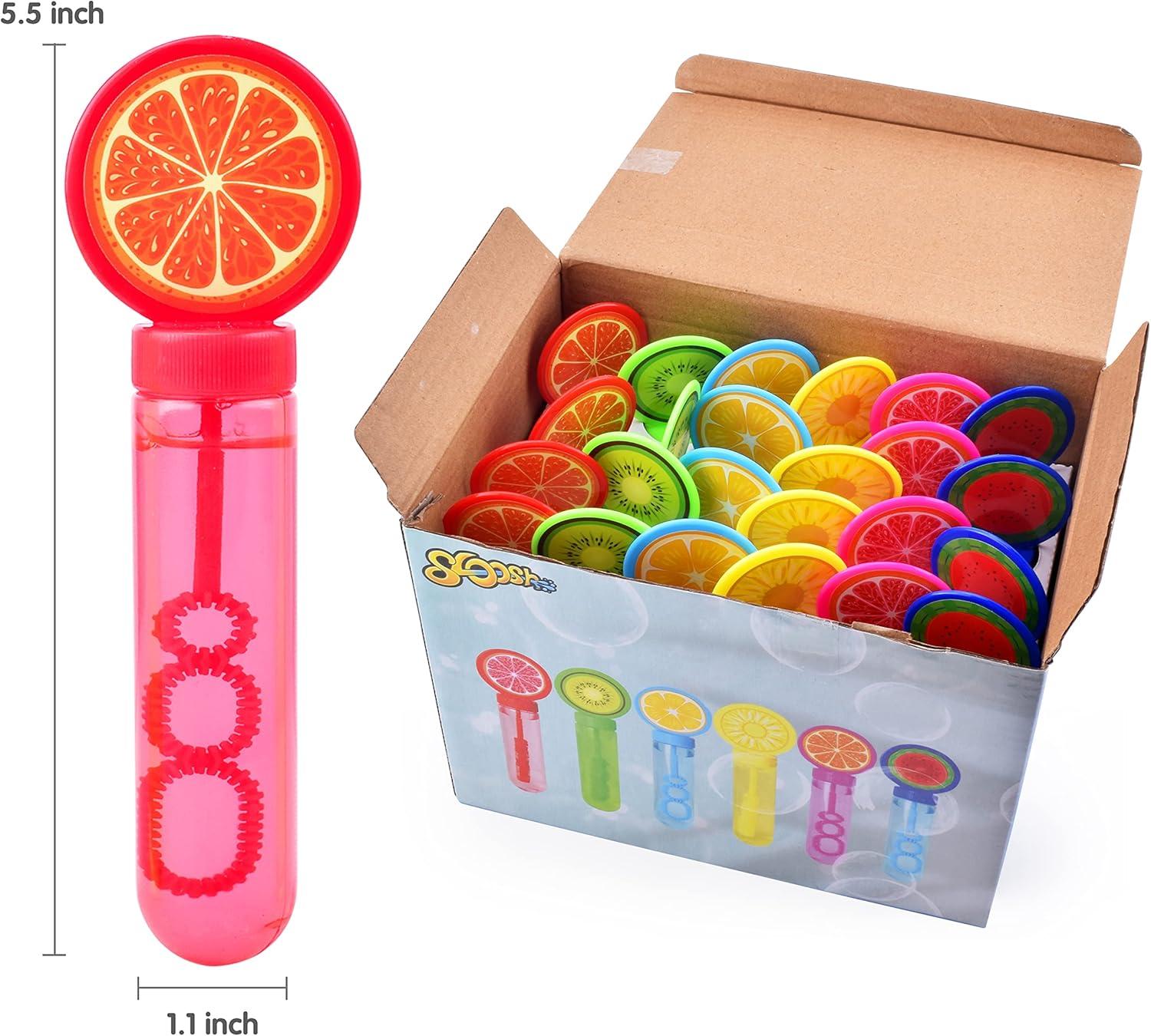 imageSloosh 24 Pack Fruits Mini Bubble Wands 1 oz for Kids Summer Bubble Fun Activity Easter Themed Birthday Wedding Assortment Party Favors Gift