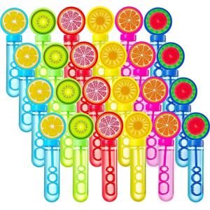Sloosh 24 Pack Fruits Mini Bubble Wands (1 oz) for Kids, Summer Bubble Fun Activity, Easter, Themed Birthday Wedding, Assortment Party Favors Gift