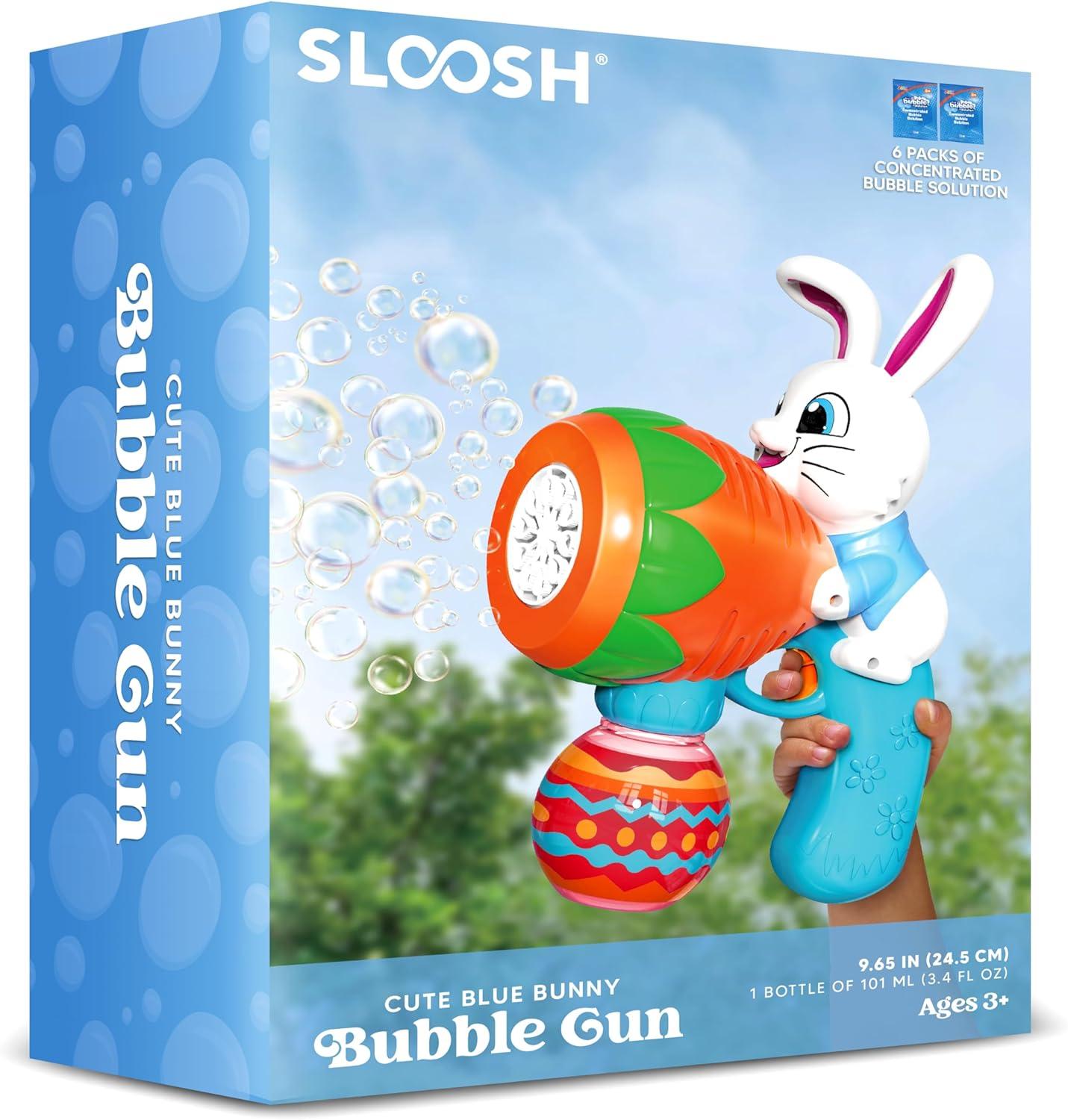 imageSloosh Light Up Easter Bubble Gun for Toddler Bunny Toys for Kids Ages 38 Rabbit Bubble Machine Gun with 6 Refill Solution for Party Easter Basket StuffersEaster Blue