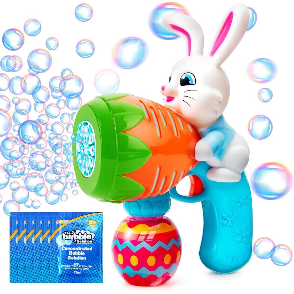 imageSloosh Light Up Easter Bubble Gun for Toddler Bunny Toys for Kids Ages 38 Rabbit Bubble Machine Gun with 6 Refill Solution for Party Easter Basket StuffersEaster Blue