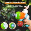 Sloosh Light Up Easter Bubble Gun for Toddler, Bunny Toys for Kids Ages 3-8, Rabbit Bubble Machine Gun with 6 Refill Solution for Party, Easter Basket Stuffers(Easter Blue)
